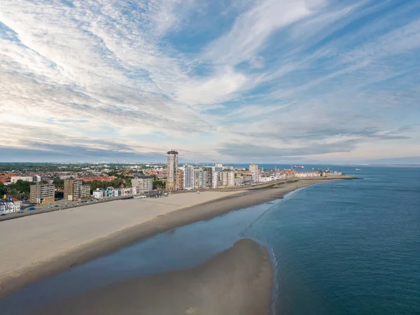 stock image Aerial view with beach and cityscape of Vlissingen. Provinz Zeeland in the Netherlands