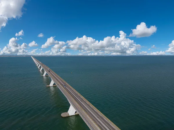 Luftaufnahme Der Zeeland Brücke Der Mündung Oosterschelde Bei Coljinsplaat Provinz — Stockfoto