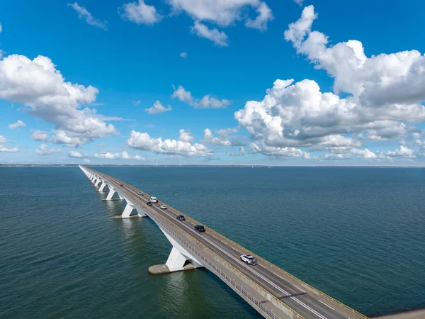 Coljinsplaat Yakınlarındaki Oosterschelde Nehrindeki Zeeland Köprüsü Nün Havadan Görüntüsü Hollanda — Stok fotoğraf
