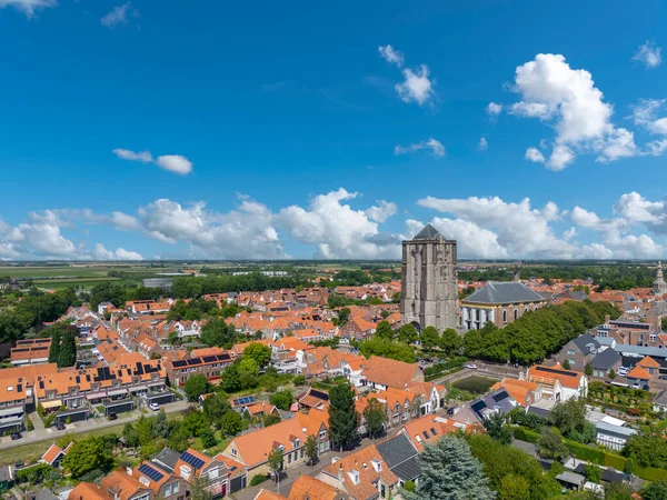 Légi Kilátás Nyílik Városra Sint Lievensmonstertoren Zierikzee Provinz Zeeland Hollandiában — Stock Fotó