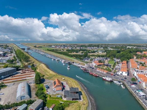 Luftaufnahme Blick Über Den Westhafendeich Und Den Harbour Canal Zur — Stockfoto