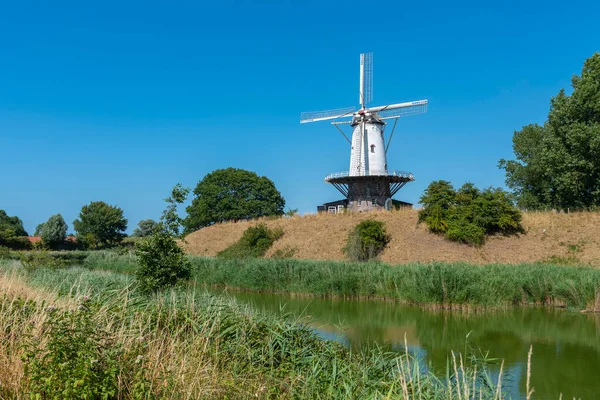 Windmill Koe Antigo Bastião Veere Veere Uma Cidade Província Zelândia — Fotografia de Stock