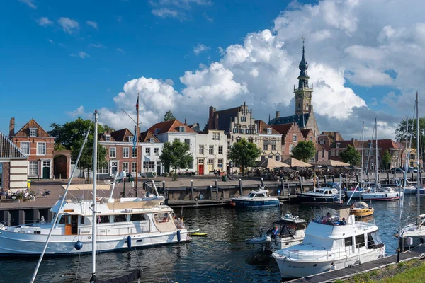 Városkép Veere Kikötőjében Történelmi Városházával Veere Egy Város Holland Zeeland — Stock Fotó