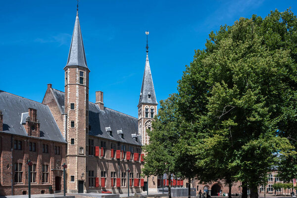 Courtyard of the historic abbey in Middelburg. Provinz of Zeeland in the Netherlands