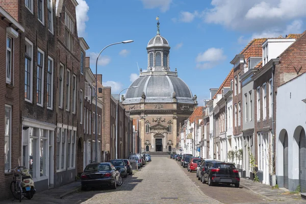 Kilátás Breestraat Oostkerk Templom Middelburg Zeeland Tartomány Hollandiában — Stock Fotó