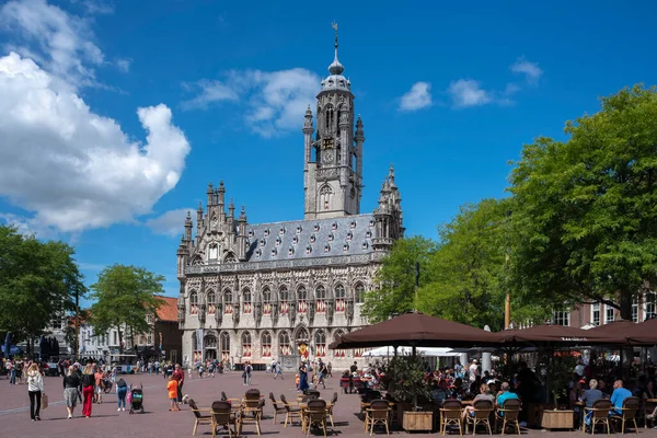 Néhai Gotic Városháza Middelburgben Zeeland Tartomány Hollandiában — Stock Fotó