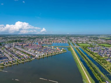 Aerial view with Stad van de Zon, City of the Sun in Heerhugowaard. Province of North Holland in the Netherlands clipart