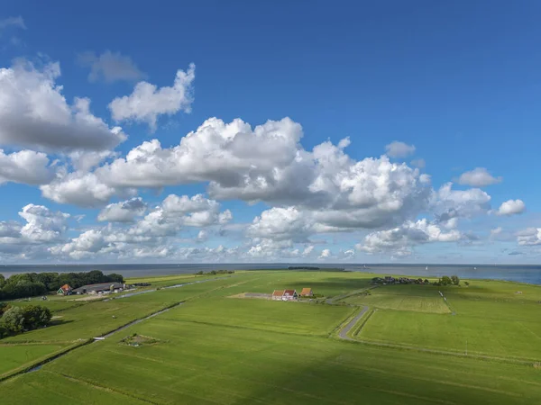 Letecký Pohled Výhledem Krajinu Blízkosti Vesnického Dvora Jižně Kanálu Ostrově — Stock fotografie