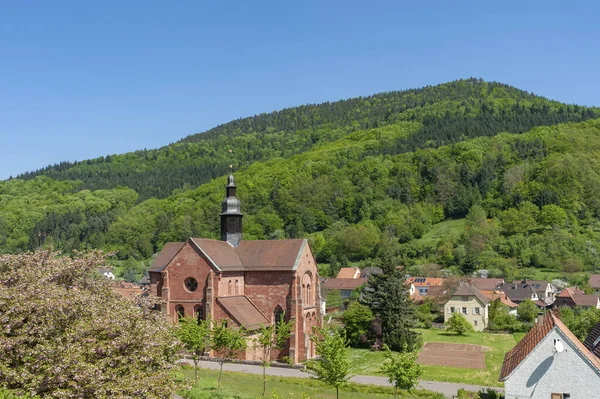 Вид Бывшую Монастырскую Церковь Ойсертале Пфальцском Лесу Пфальц Область Рейнланд — стоковое фото