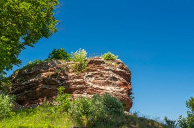 Oberotterbach yakınlarındaki Guttenberg şatosunun kalıntılarına bakıyorum. Almanya 'da federal Rhineland-Palatinate eyaletinde Palatinate Bölgesi