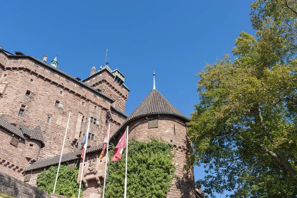 Patrząc Wieżowce Chateau Haut Koenigsbourg Departament Bas Rhin Regin Alsace — Zdjęcie stockowe