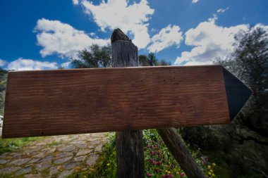 Doğal ortamda ahşap tabela