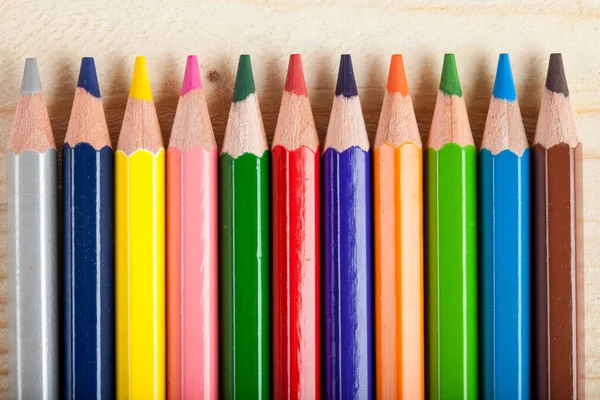 Colored Pencils Wood Background — Stock Photo, Image