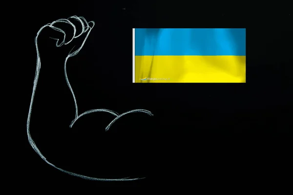 黒地にウクライナ国旗を手に — ストック写真