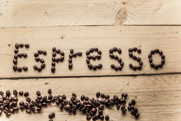 Letras Expresso Com Grãos Café — Fotografia de Stock