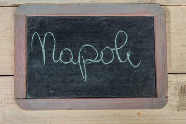Talya Napoli Sözcüğünün Yazılı Olduğu Karatahta — Stok fotoğraf