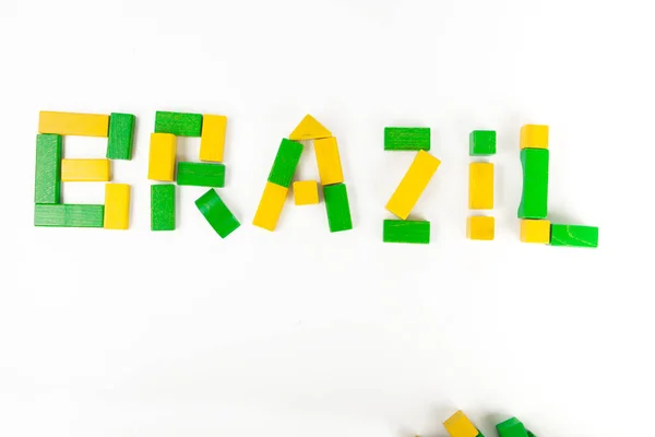 Edifícios Coloridos Formando Palavra Brasil Isolado Fundo Branco — Fotografia de Stock