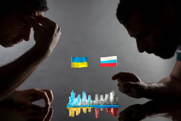 Jogo Xadrez Como Conceito Guerra Entre Ucrânia Rússia — Fotografia de Stock