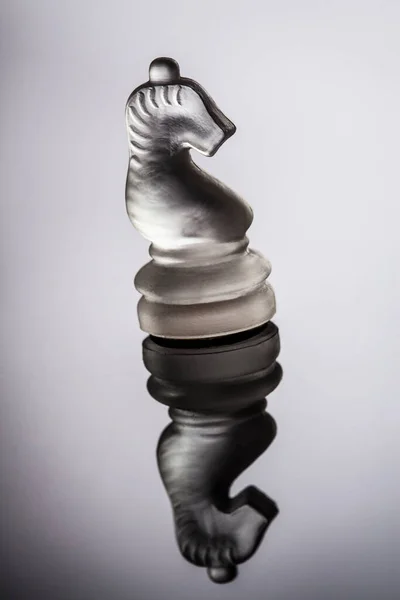 Шаховий Кінь Ізольований Білому Фоні Відображення — стокове фото