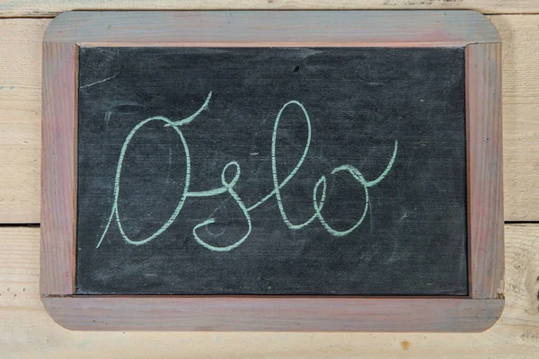 Kreide Mit Der Aufschrift Oslo Auf Tafel — Stockfoto