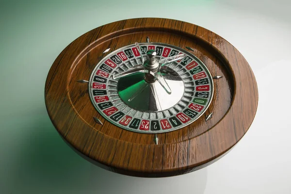 Wooden Roulette Isolated Green Background — Stock Photo, Image
