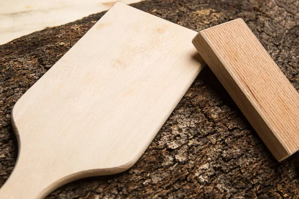 Dřevěná Řezací Deska Vršku Hrubé Dřevěné Desky — Stock fotografie