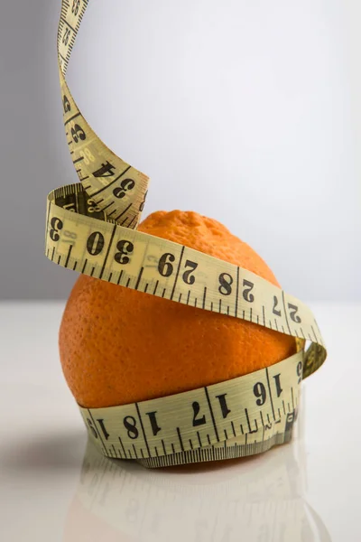 Orange Wrapped Tape Measure Isolated White Background — Stock Photo, Image