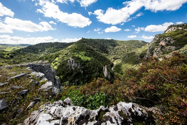 Piękny Zielony Krajobraz Górski Niebieskim Tle Nieba — Zdjęcie stockowe