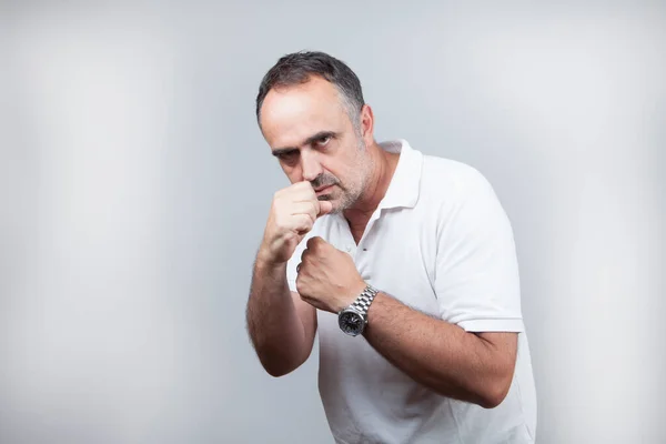 stock image angry middle aged man in shirt 