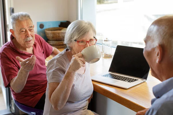 Seniorenpaar Trinkt Tee Und Redet — Stockfoto
