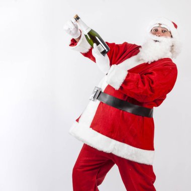 Noel Baba, göl kenarında beyaz arka plan üzerinde