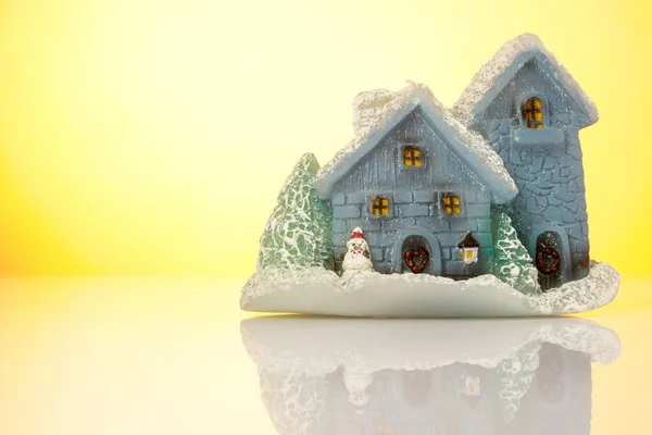 Рождественская Композиция Дома Снеговиками Снегом Снегом — стоковое фото