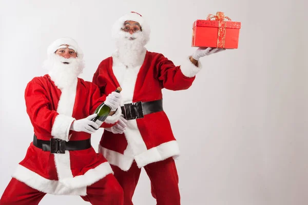 Paar Kerstmannen Witte Achtergrond Kerst Concept — Stockfoto