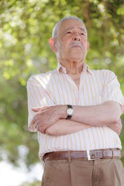 Parktaki kıdemli adamın portresi.