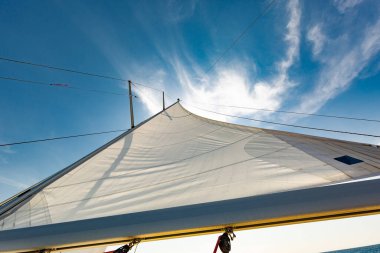 Gökyüzüne karşı denizde yelkenli.. 