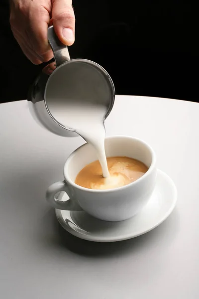 Uma Xícara Café Com Uma Colher — Fotografia de Stock