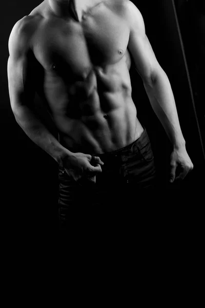 Muscular Young Man Posing Studio — Stock Photo, Image