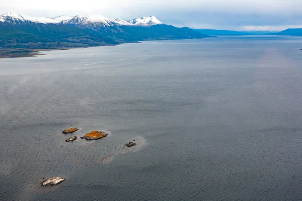 Воздушный Вид Озеро Горах — стоковое фото