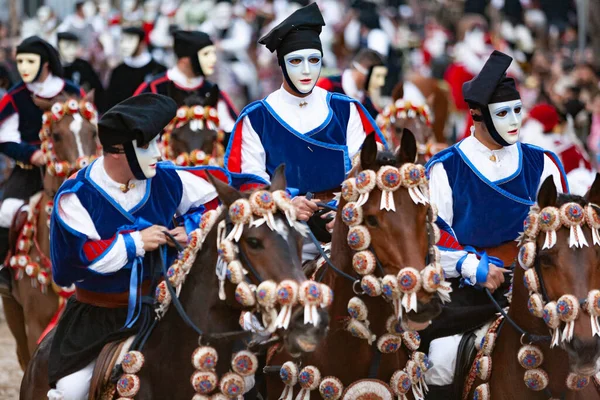 Sartiglia Oristano Historical Event Masker Horses — Stok Foto