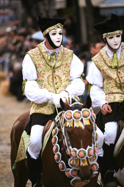 Sartiglia Oristano Historical Event Masks Horses — Stock Photo, Image