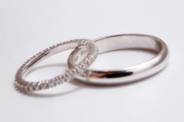 Ασημένιο Δαχτυλίδι Γάμου Ασημένιο Διαμάντι — Φωτογραφία Αρχείου