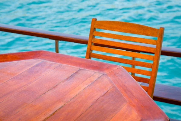 Wooden Chair Terrace Sea — Stock Photo, Image