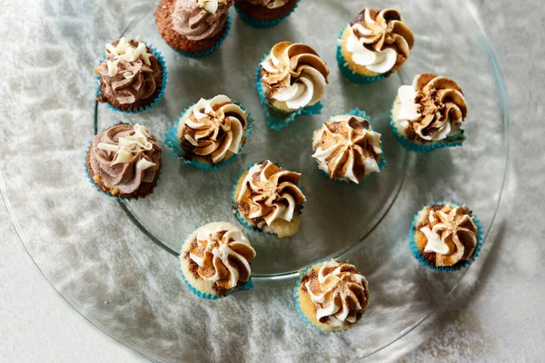 Cupcakes Decorated Chocolate Cream — Stock Photo, Image
