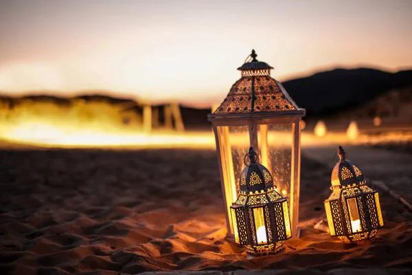 Beautiful View Traditional Lantern Sunset — Stock Photo, Image