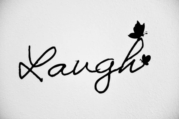 Handgeschreven Kalligrafie Woord Lachen Van Zwarte Kleur Een Witte Achtergrond — Stockfoto