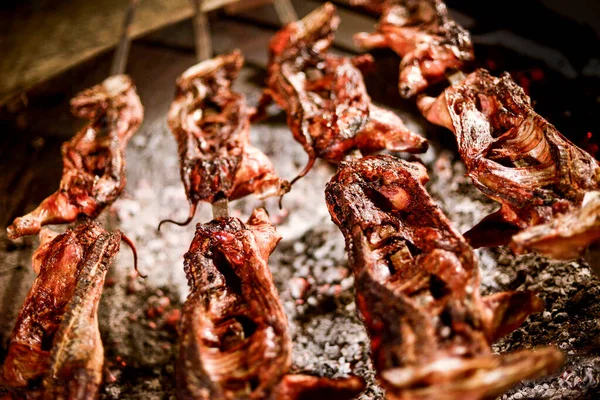 Vlees Brand Tijdens Een Barbecue — Stockfoto