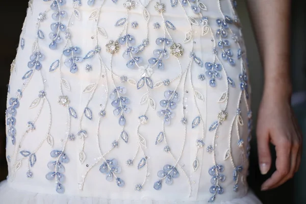 Wedding Dress Floral Pattern Beautiful Details — Stock Photo, Image