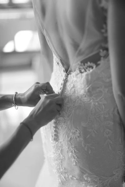 Bruid Bruidegom Trouwdag Ochtend — Stockfoto