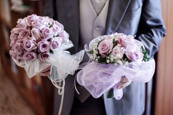 Свадебный Букет Фиолетовых Пионов — стоковое фото
