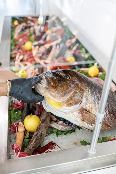 Färsk Fisk Fiskmarknaden — Stockfoto